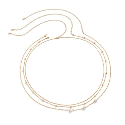 AQUASTREET Minimalist Golden Beach Bikini Thin Metallic Layered Waist Chain with Pearl/Body Chain (Pack of 3) For Women And Girls (B0CGDHF9W7) Amazon Price History, Amazon Price Tracker