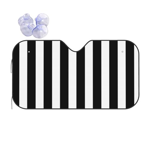 サンシェード 車 フロント フロントサンシェード カーサンシェード ブラック ホワイト ストライプ 遮光 断熱 簡単着脱 便利な収納 車中泊 仮眠 プライバシー保護 日除け 夏冬兼用 折畳み 便利 簡単収納 アニメ かわいい おしゃれ 車用品 S