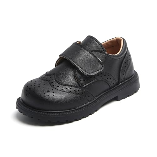 Boys Girls Hook and Loop Dress Oxfords PU Leather School Uniform Shoes Loafers for Toddler/Little Kid