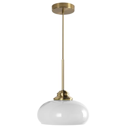 KCO Lighting White and Gold Pendant Light Milk Glass Hanging Light Fixtures Small Dome Pendant Light Brass Pendant Lighting