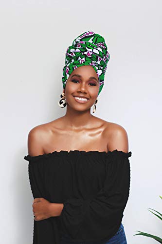 Cee Cee's Closet Headwrap| 100% Cotton | Headwraps For Women| (72 in x 22 in) Sweet Pea Headwrap