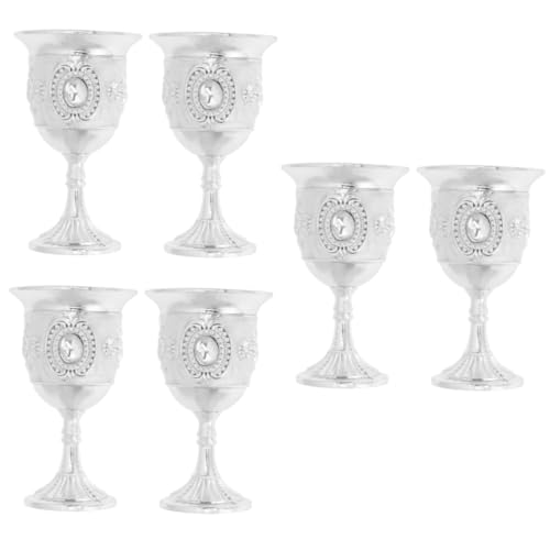 TOPBATHY 6 Pièces Grand Verre à Vin Blanc Coupe à Vin De Style Rétro Verre à Liqueur Calice Inoxydable Gobelets En Gaufré Tasses De Whisky Tir De Métal Alliage