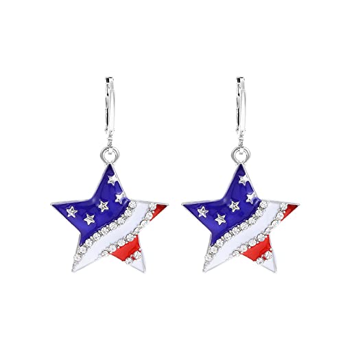 American Flag Earrings Patriotic Red White Blue USA Earring,4th of July Drop Dangle Earring Independence Day Earrings Jewelry for Women