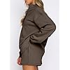 Aleumdr Women Two Piece Sweat Set 2024 Fall Clothes Outfits Fleece Long Sleeve Loose Fleece Sweatshirt with Pajamas Short Sets Casual Comfy Athletic Tracksuit Brown Large