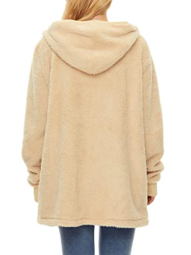 Image of Century Star Women Fleece Cardigan Hooded Loose Fuzzy Cardigan Coat Womens Fuzzy Jacket Outwear