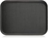 New Star Foodservice 25156 Non-Slip Tray, Plastic, Rubber Lined, Rectangular, 15 by 20-Inch, Black