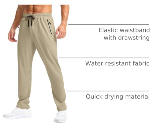 Image of Pudolla Men's Lightweight Hiking Pants Quick Dry Outdoor Sweatpants with Zipper Pockets for Athletic Workout Casual Travel