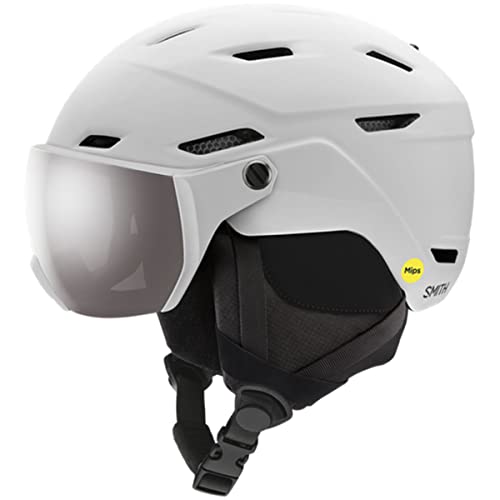 Smith Optics Survey MIPS Unisex Snow Helmet - Matte White, ChromaPop Sun Platinum Mirror | Large