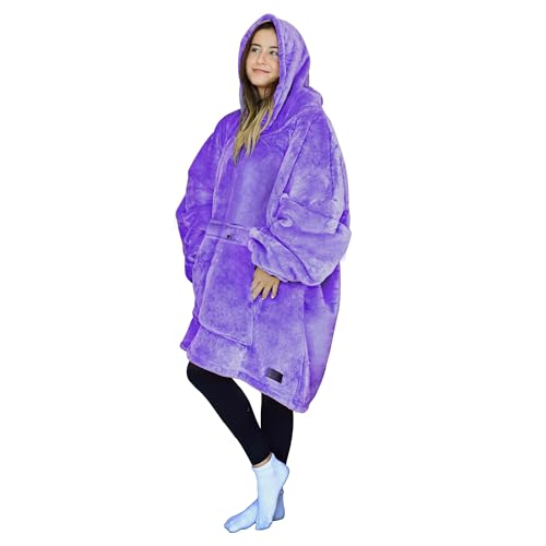 Tirrinia Purple Oversized Sherpa Wearable Blanket Hoodie