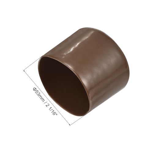 Image of uxcell 4pcs Rubber End Caps 53mm(2 1 /16 inch) ID Vinyl Round Tube Bolt Cap Cover Screw Thread Protectors Brown, 40mm Height