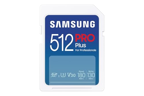 Samsung PRO Plus Tarjeta de memoria SD, 512 GB, 180 y 130 MB/s, Full HD & 4K UHD, UHS-I, U3, V30, A2, Compatible con Smartphone Android, Tableta, GoPro y Drone DJI (MB-SD512S/EU)