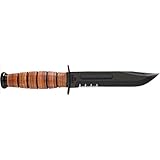 KA-BAR US Army 7-Inch Tactical Knife โ Leather Handle, ComboEdge Blade, Nylon Sheath