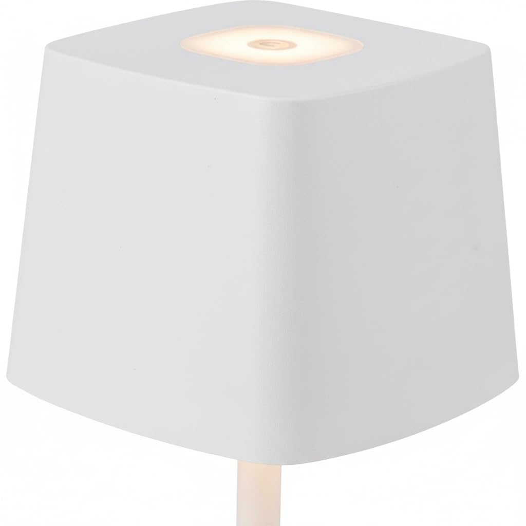 DiKasa Lampada da Tavolo LED Touch Roma Bianca Senza Fili Ricaricabile USB con 3 Temperature di Luce e Intensità Regolabile, Lampada Moderna in Metallo e Alluminio 10x37,5 cm