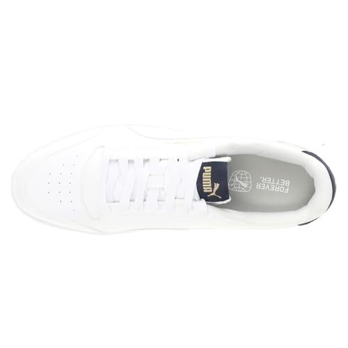 PUMA PUMA Men's SHUFFLE Sneaker, Puma White-Puma White-Peacoat-Puma Team Gold, 6