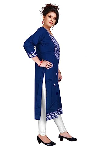 Image of SQUARO Women Embroidery Cotton Rayon Straight Kurta Kurtis for Ladies and Girls