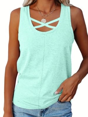 Débardeur été femme bleu-vert S anti-chaleur Haloumoning