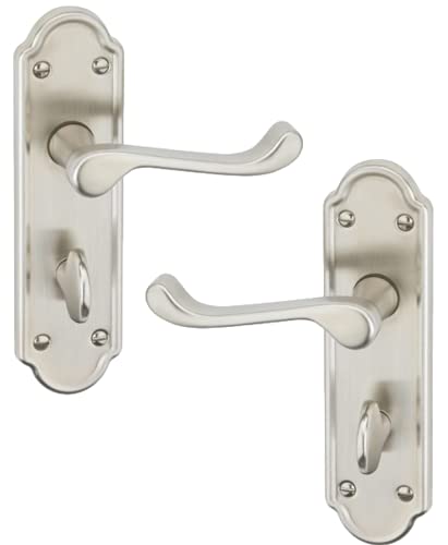 URFIC 14-100-455-05 Ashworth Satin Nickel Bathroom Modern Door Handle Set