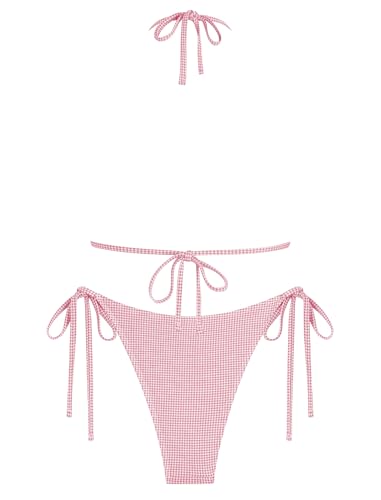 ZAFUL Halter Bikini Sets for Women Sexy String Cute Thong Bikini Swimsuits Tie Side Triangle Bathing Suits2