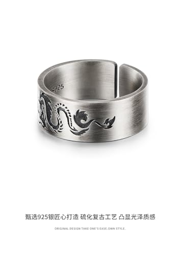 Bague dragon homme réglable en acier rétro style vintage punk