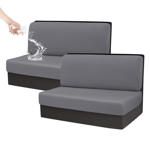 KRFOONN RV Dinette Cushion Covers Waterproof Camper Cushions Cover Replacement Couch Cushion Slipcovers Washable RV Bench Seat Covers for Travel Trailer Couch (2 Backrest Cover & 2 Bench Cover W06)