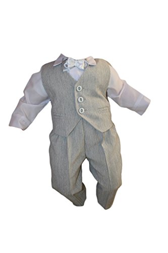 Taufanzug, Festanzug, Jungenanzug, 5tlg, Grau-Weiß, Baby Junge Kinder...
