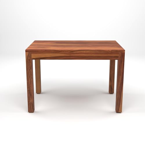 Image of 45 Inch Length Solid Sheesham Wood 4 Seater Dining Table Set | Four Seater Dinner Table with 4 Cushions Chairs | Dinning Table Set 4 Seater for Living Room | Wooden Table & Chair Set | Honey Finish