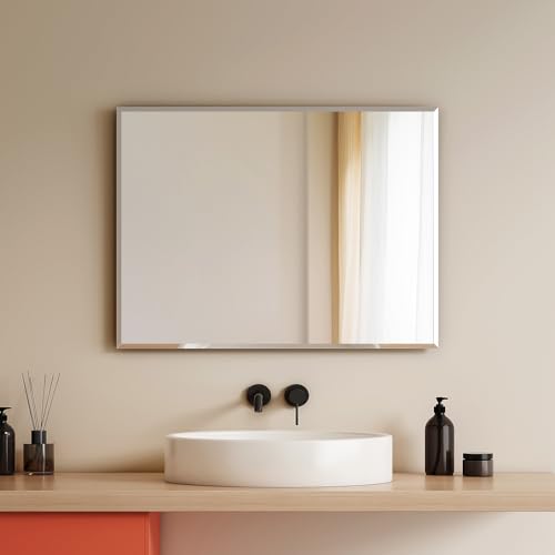 EMKE Bathroom Mirrors 600x450mm, Rectangular Frameless Wall Mirror for Bedroom/Living Room, Rectangle Vanity Wall Mounted Mirrors for Bathroom, Dressing Room & Living Room - Cosy Home Interiors EMKE Bathroom Mirrors 600x450mm, Rectangular Frameless Wall Mirror for Bedroom/Living Room, Rectangle Vanity Wall Mounted Mirrors for Bathroom, Dressing Room & Living Room - Image 2