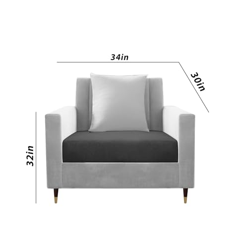 Image of Casaliving Garcia 1 Seater Sofa Set for Living Room (Black Grey Colour) Premium Fabric Sofa