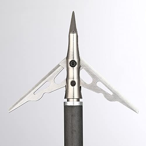 Keaup 100 Grain Mechanical Broadhead 6 Pack, 2 Blade Broadhead, Hunting Broadhead, 2" Cutting Archery Broadhead Reusable For Compound Bow Hunting (100 Grain) #TOP1