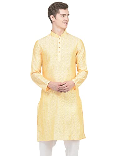 Image of SG LEMAN Knee Length Solid Kurta for Men | Silk | Long Sleeve | Ethnic Wear for Men | Party and Weeding wear Kurta