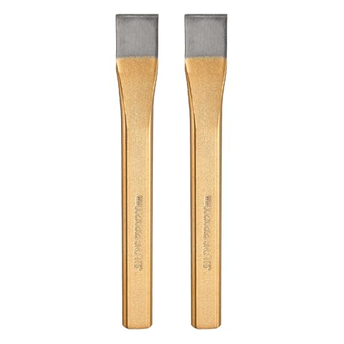 sourcing map 2pcs Cold Chisel 20mm Wide 200mm Long Alloy Steel High Hardness Heat Treated Heavy Duty Flat Cold Chisel for Cutting Rivets Iron Steel Bronze Copper Rods Bolts, Gold Gray