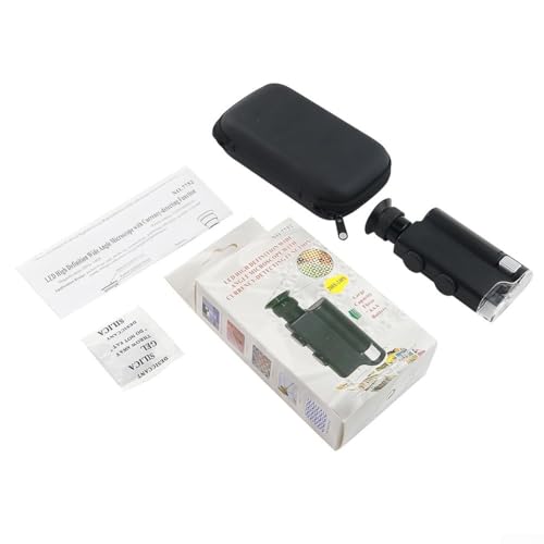 Microscopio portátil con luz UV y aumento ajustable, rango de zoom de 200x a 240x, análisis de piedras preciosas, compacto y ligero