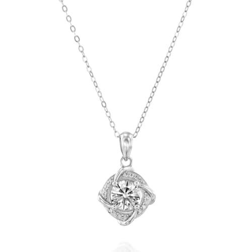 Moissanite Pendant Necklace For Women Round Cut 0.50-1.00 Cttw 18K Yellow Or White Gold Over Silver (D Color VVS Clarity) Comes With Gift Box (White Gold)3