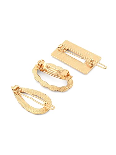 Image of Zaveri Pearls Set of 3 Gold Tone Contemporary Hair Pins For Women-ZPFK15030