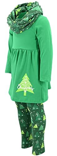 Image of Unique Baby Girls Kids Toddler 3pc Outfit Set Long Sleeve Soft Knit Tunic Top Leggings and Scarf