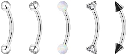 BOGKU 5pcs G23 Titanium Eyebrow Piercing Rings Internally Threaded Tragus Helix Daith Rook Snug Earrings Body Piercing Barbells (16 Gauge 6mm, 5pcs Eyebrow Rings)