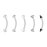 BOGKU 5pcs G23 Titanium Eyebrow Piercing Rings Internally Threaded Tragus Helix Daith Rook Snug Earr