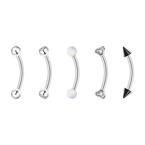Bogku 5Pcs G23 Titanium Eyebrow Piercing Rings Internally Threaded Tragus Helix Daith Rook Snug Earrings Body Piercing Barbells (16 Gauge 6Mm, 5Pcs Eyebrow Rings) #TOP22