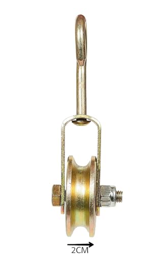 Image of SP Solid Metal Roller Pulley with Hook for Lifting Rope, Gym, Exercise, Pull up bar, Climbing, Hanging, Gold