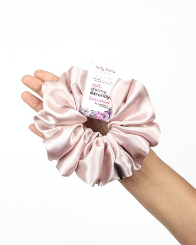 Image of Satin Scrunchies Hair Bands for Women | No-Damage Elastic Hair Ties for Ponytails & Buns | Fluffy & Stylish Rubber Bands | Extra Large Size | Pack of 5