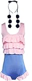 Nsoking Miss Kobayashi san Chi no Maid Cosplay Kanna Bathing Suit Swimwear Swimsuit Jumpsuit Costume (Medium, Pink)