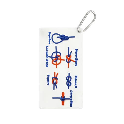 Uclac 3D-gedrucktes wasserdichtes Knotenbinden-Set, Rettungsreferenzkarte mit Karabinern, Master 6 essentielle Knoten für Camping und Abenteuer, Ihr tragbarer Knotenführer