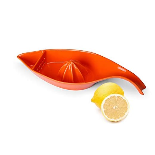 SWEEJAR Ceramic Citrus Juicer, Stoneware Lemon Squeezer with Boat Shape, Manual Fruit Reamer(Orange)