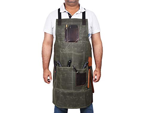 One Size Fits Utility Apron | Adjustable Cross-Back Straps | Multi-Use Shop Apron