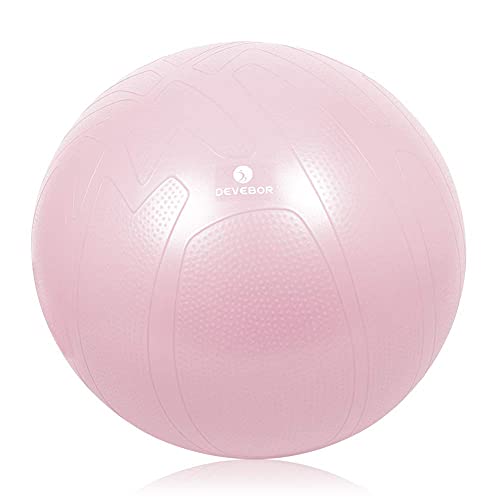 Get Special Price DEVEBOR Exercise Ball Yoga Ball,Anti-Burst Heavy Duty Extra Thick Workout Ball 55,65,75cm Size,for Fitness, Balance, Stability and Physical Therapy, Quick Pump Include (Pink-New, 75cm)