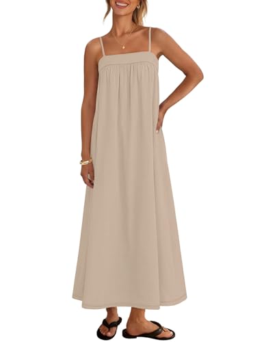 MEROKEETY Women's Summer Maxi Dress 2026 Spaghetti Strap Backless Linen