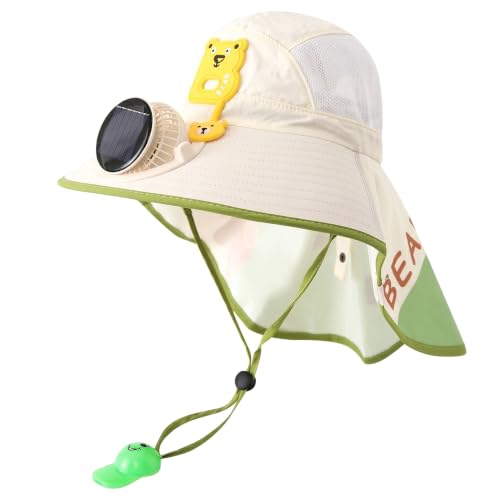 Chapeau ventilateur solaire enfant avec rabat de cou respirant pour la plage et l'été