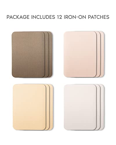 Zefffka Premium Quality Fabric Iron-On Patches Inside & Outside Strongest Glue 100% Cotton Shades Of Brown Beige Khaki Repair Decorating Kit 12 Pieces Size 3" By 4-1/4" (7.5 Cm X 10.5 Cm) #TOP1