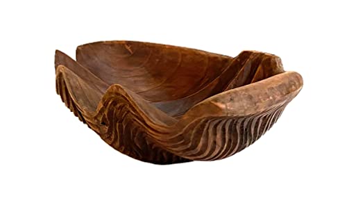 OMA Wooden Clam Shell Decorative Bowl Serving Platter Candy Dish Fruit Bowl Hand Crafted Sea Shell Catchall Bowl Home Decor Gift