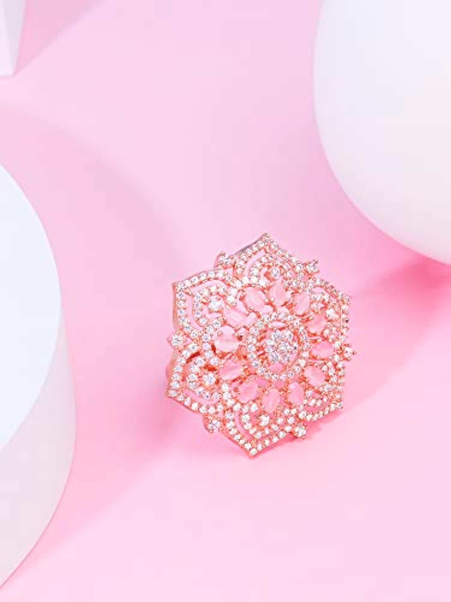 CZ Party Bling Brass Adjustable Ring For Women